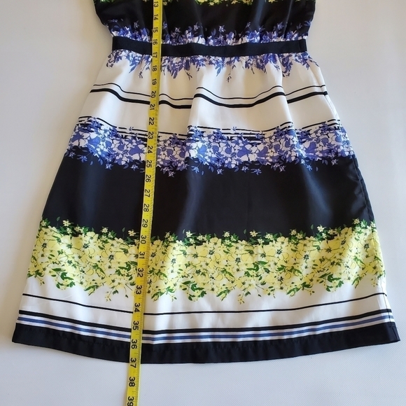 2099 * Ann Taylor Loft Spring Midi Dress White Navy Blue Size S - Picture 7 of 8